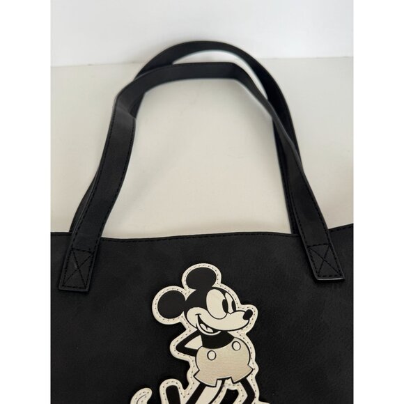 Disney Store Mickey Mouse Greyscale Tote Bag Shoulder Bag Summer Faux Suede - Picture 6 of 11
